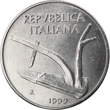Coin, Italy, 10 Lire, 1999, Rome, MS(64), Aluminum, KM:93