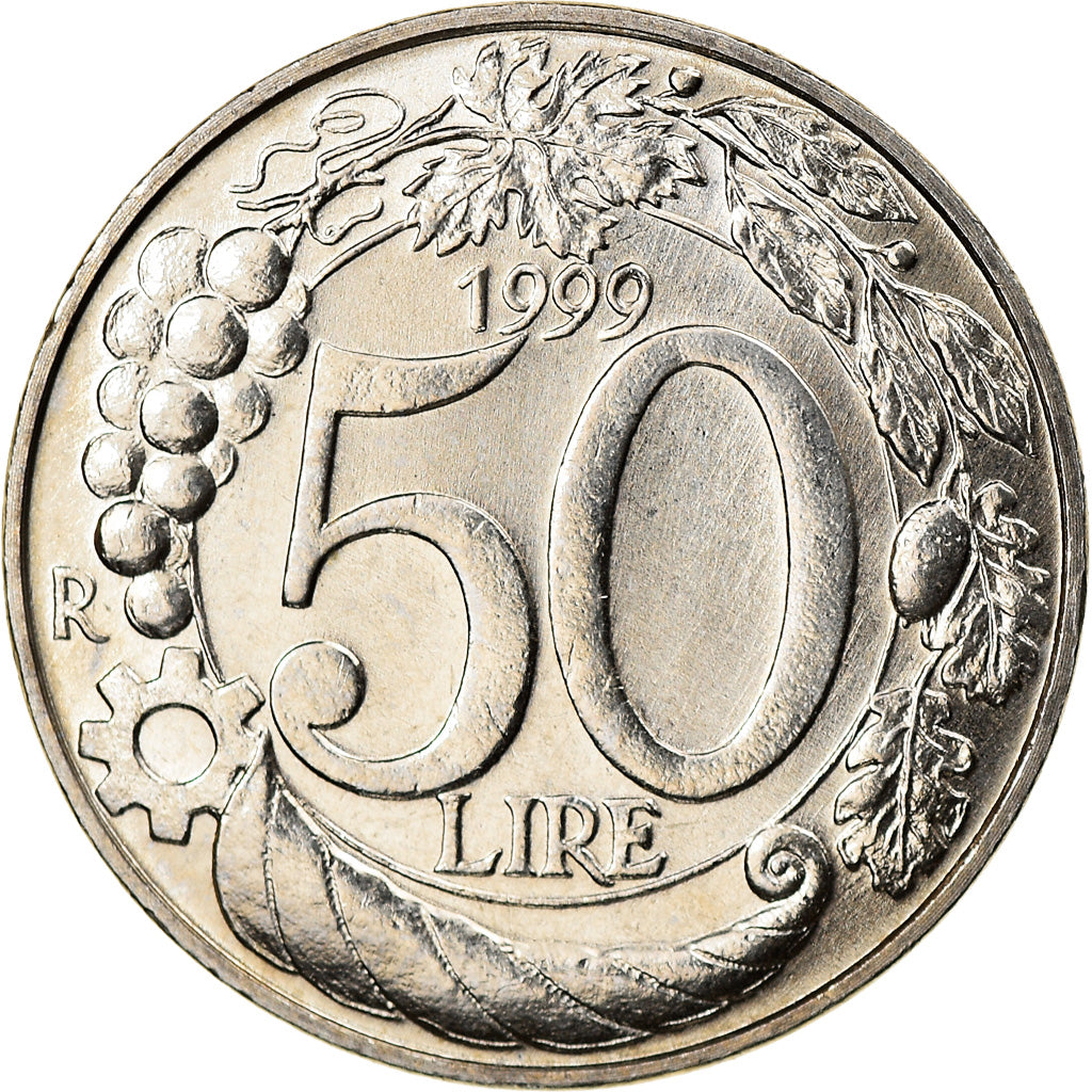 Coin, Italy, 50 Lire, 1999, Rome, MS(64), Copper-nickel, KM:183