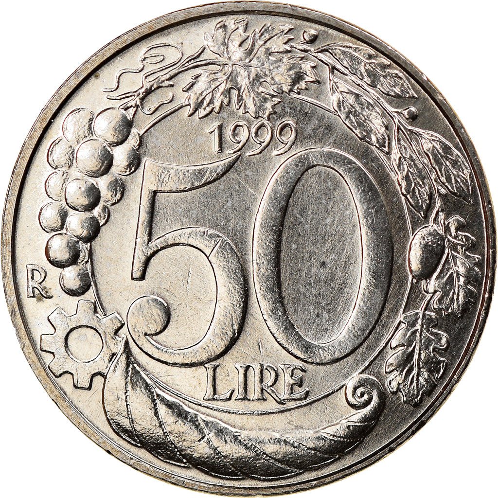 Coin, Italy, 50 Lire, 1999, Rome, MS(64), Copper-nickel, KM:183