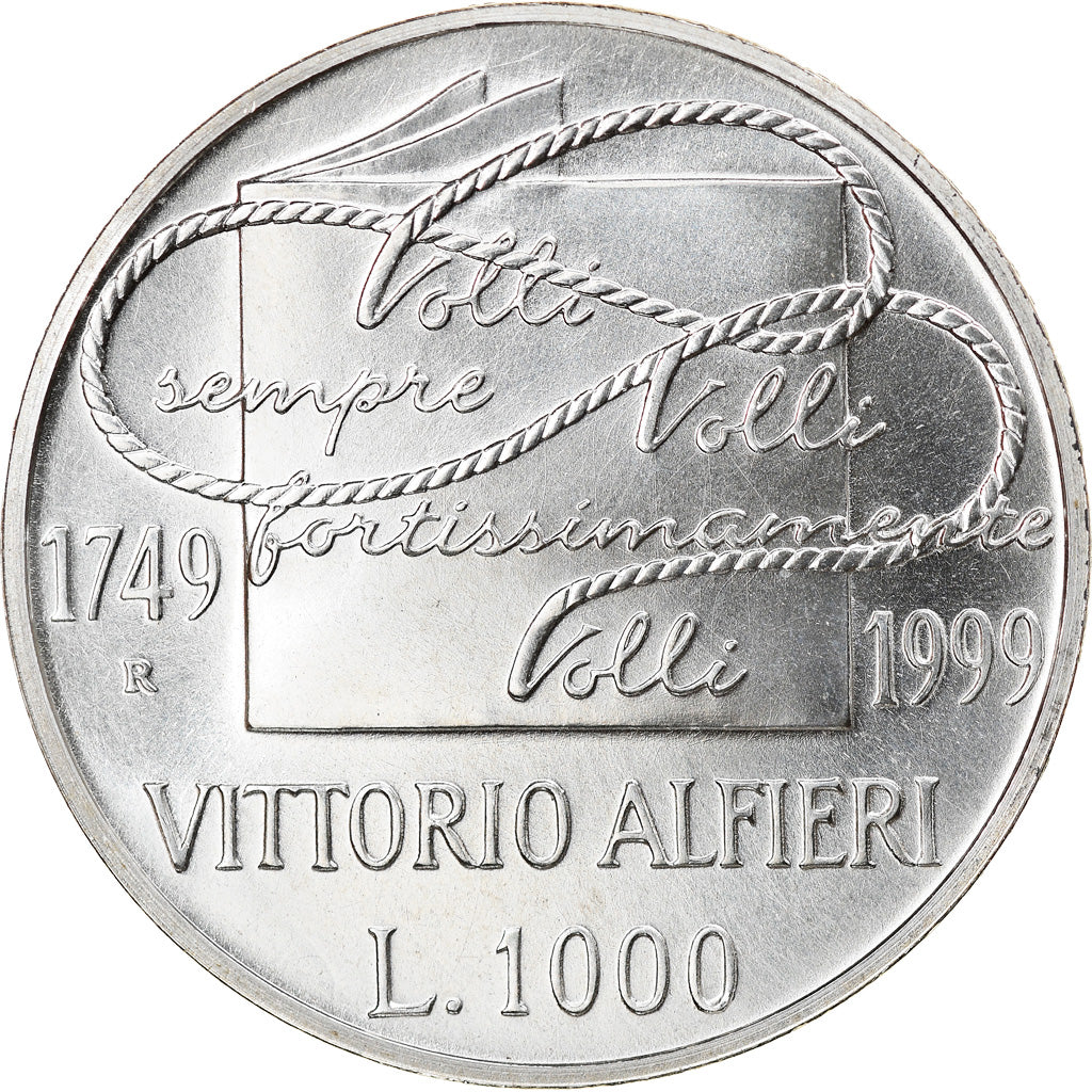 Coin, Italy, 1000 Lire, 1999, Rome, MS(64), Silver, KM:221