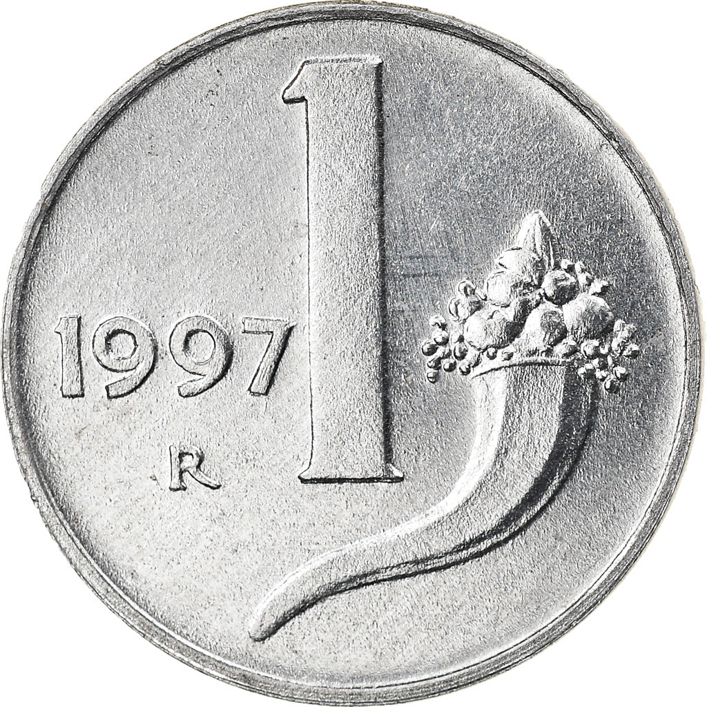 Coin, Italy, Lira, 1997, Rome, MS(64), Aluminum, KM:91