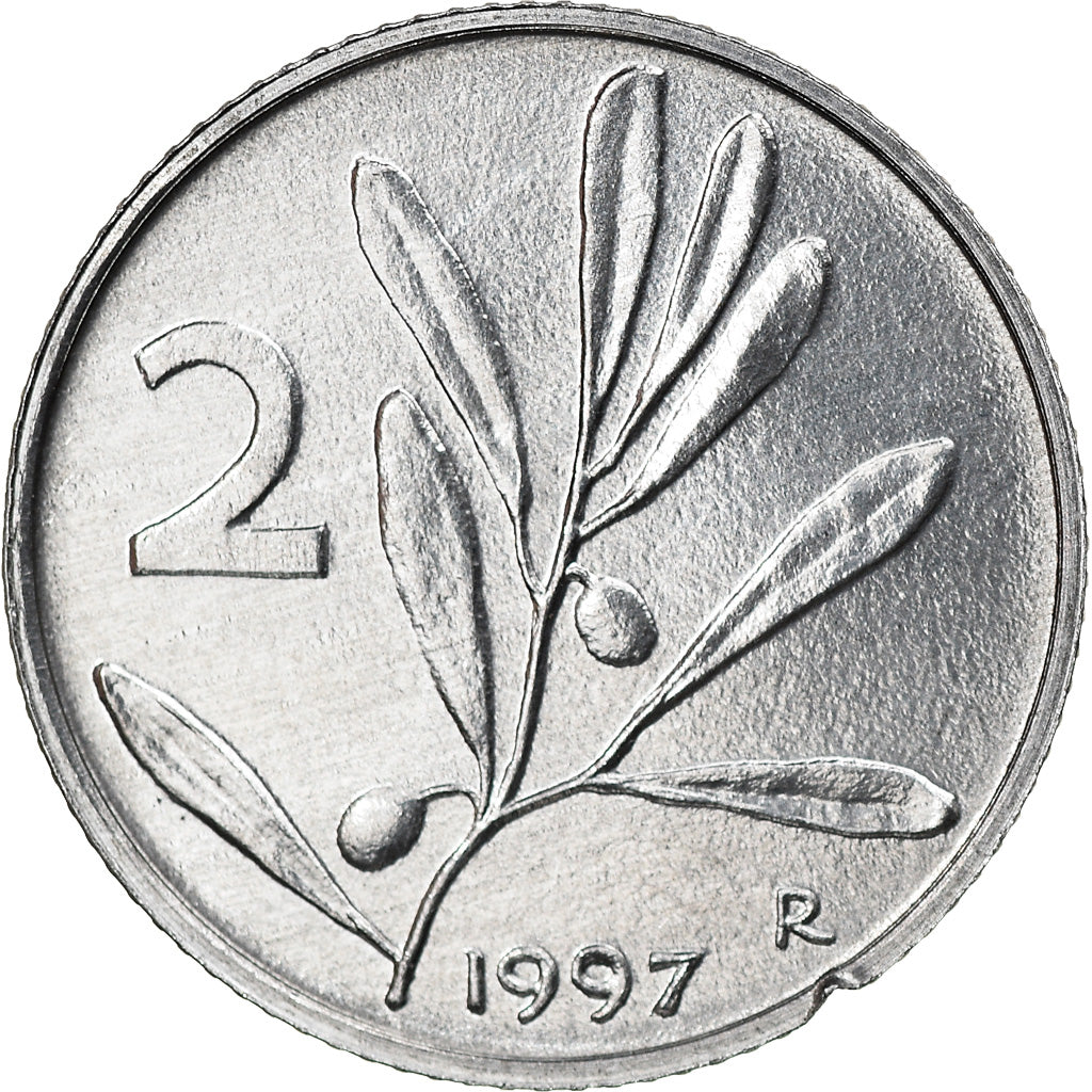 Coin, Italy, 2 Lire, 1997, Rome, MS(64), Aluminum, KM:94