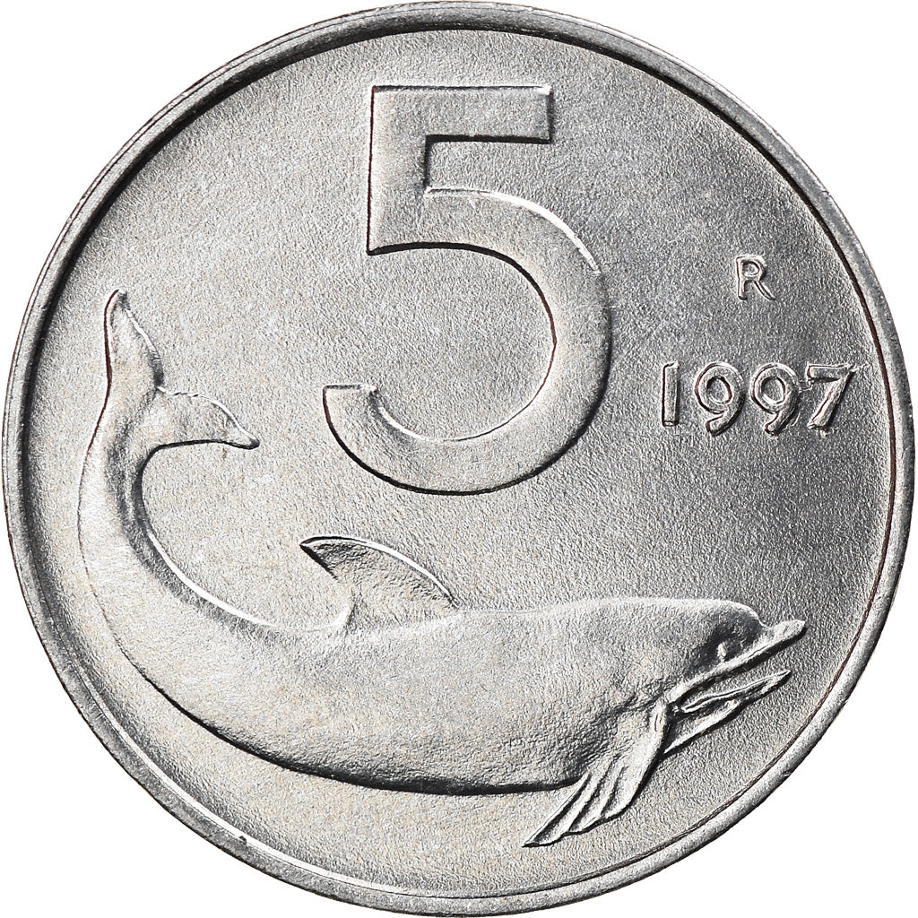 Coin, Italy, 5 Lire, 1997, Rome, MS(64), Aluminum, KM:92