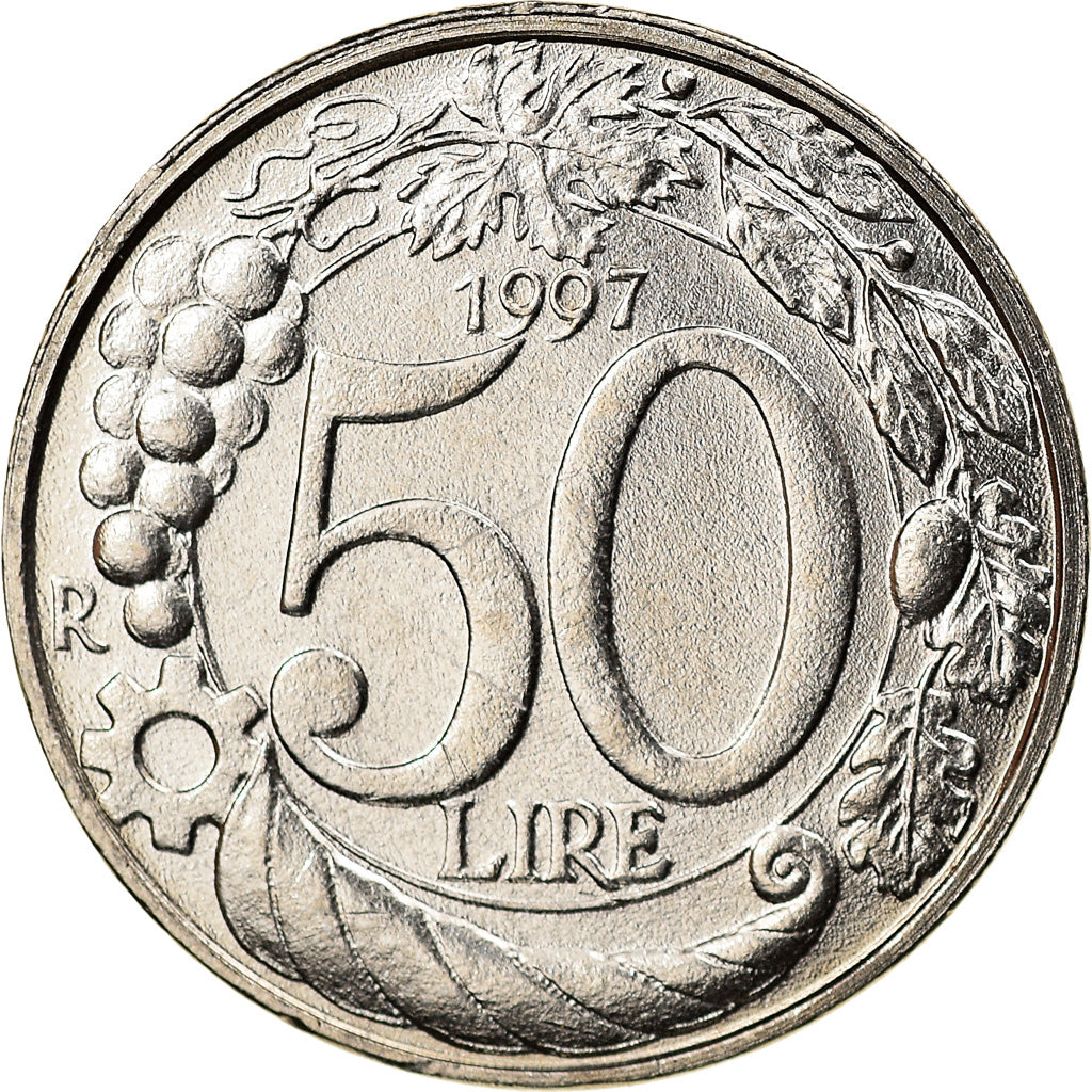 Coin, Italy, 50 Lire, 1997, Rome, MS(64), Copper-nickel, KM:183