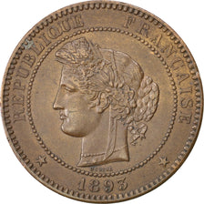 FRANCE, Cérès, 10 Centimes, 1893, Paris, KM #815.1, EF(40-45), Bronze, Gadoury #