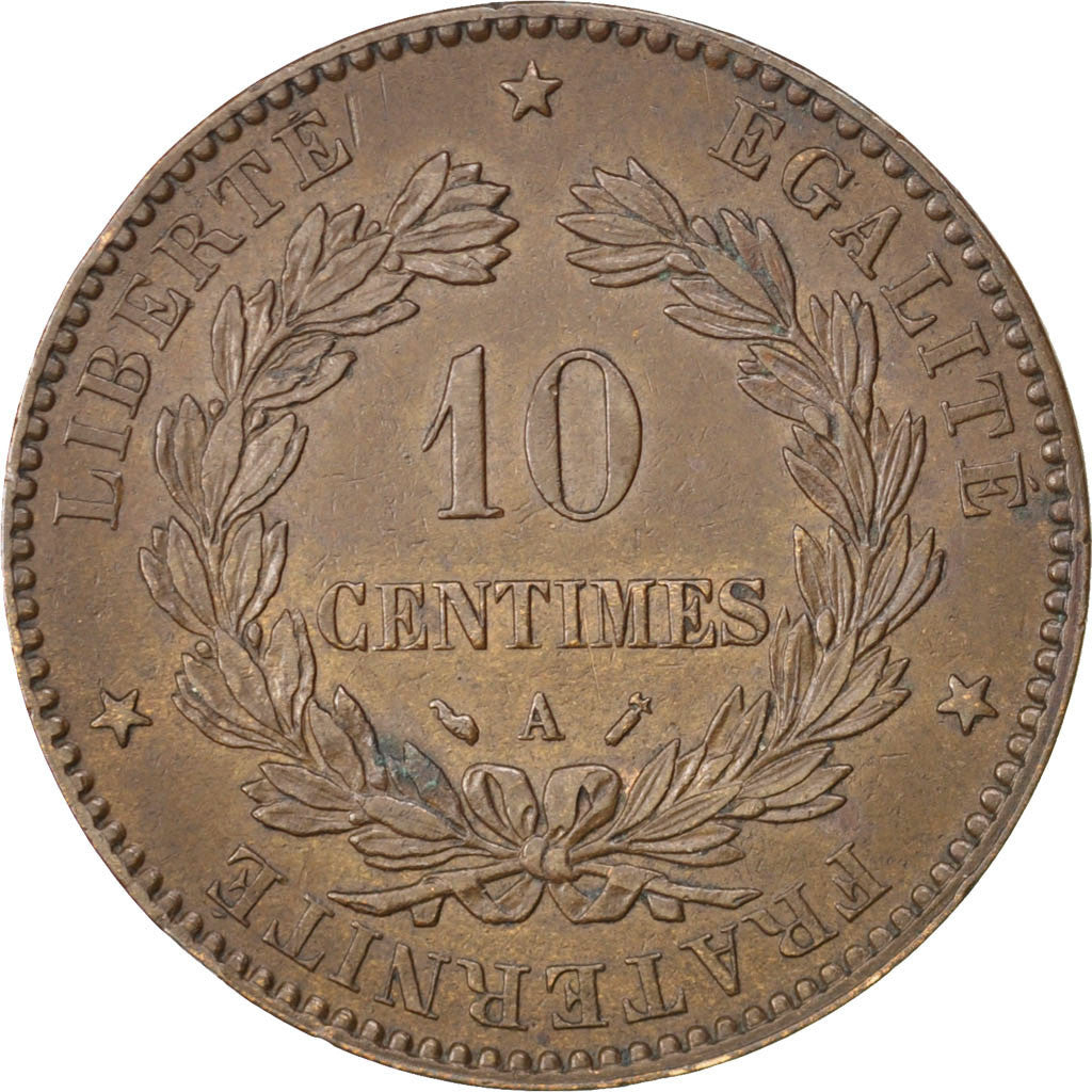 FRANCE, Cérès, 10 Centimes, 1893, Paris, KM #815.1, EF(40-45), Bronze, Gadoury #