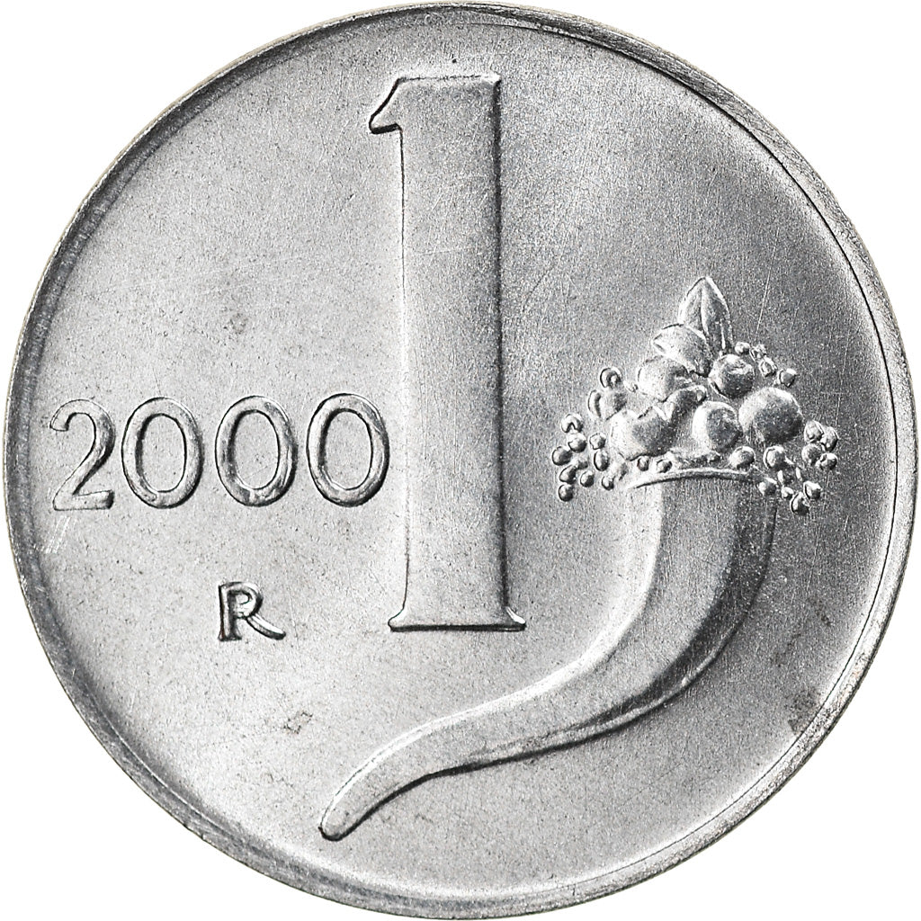Coin, Italy, Lira, 2000, Rome, MS(64), Aluminum, KM:91