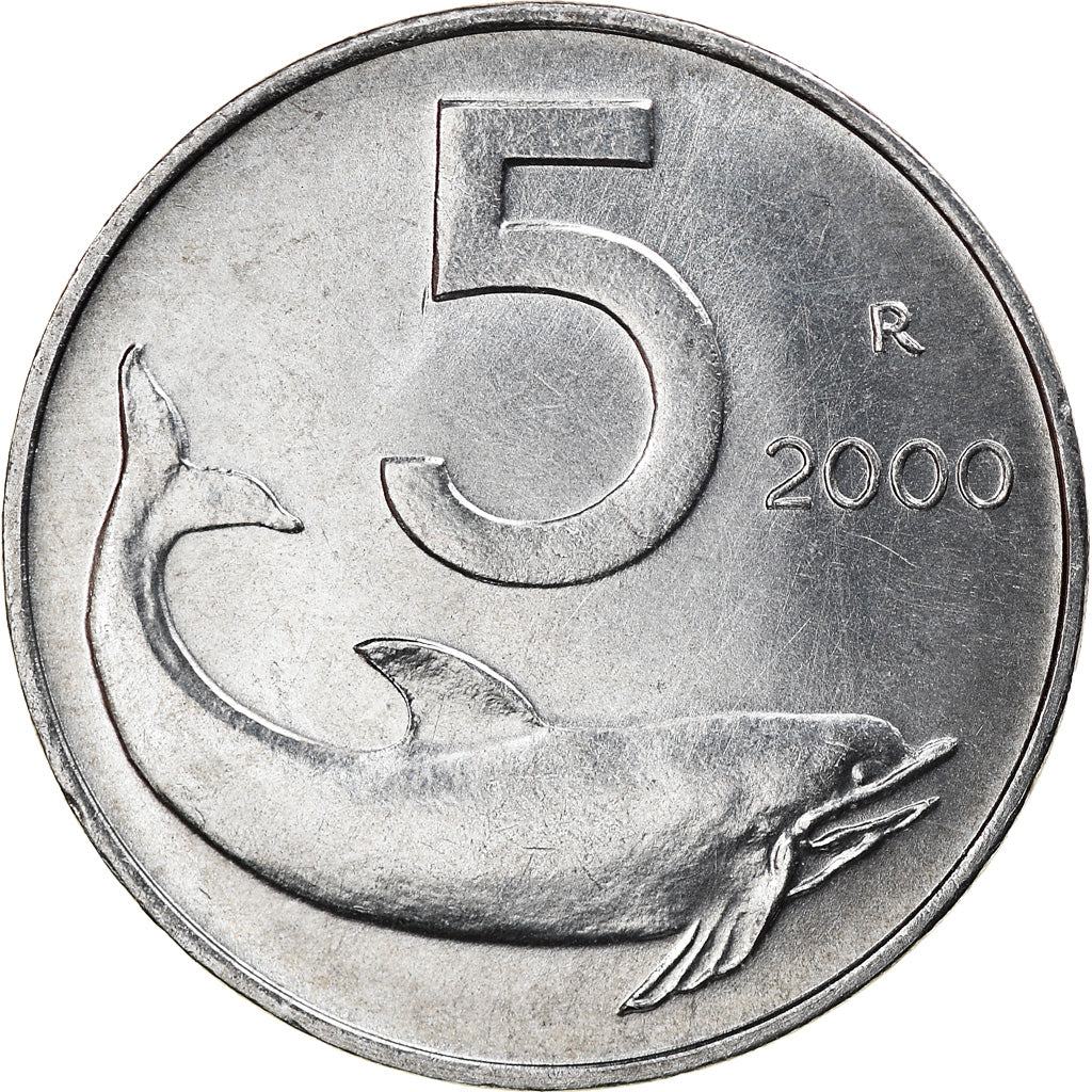Coin, Italy, 5 Lire, 2000, Rome, MS(64), Aluminum, KM:92