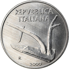 Coin, Italy, 10 Lire, 2000, Rome, MS(64), Aluminum, KM:93