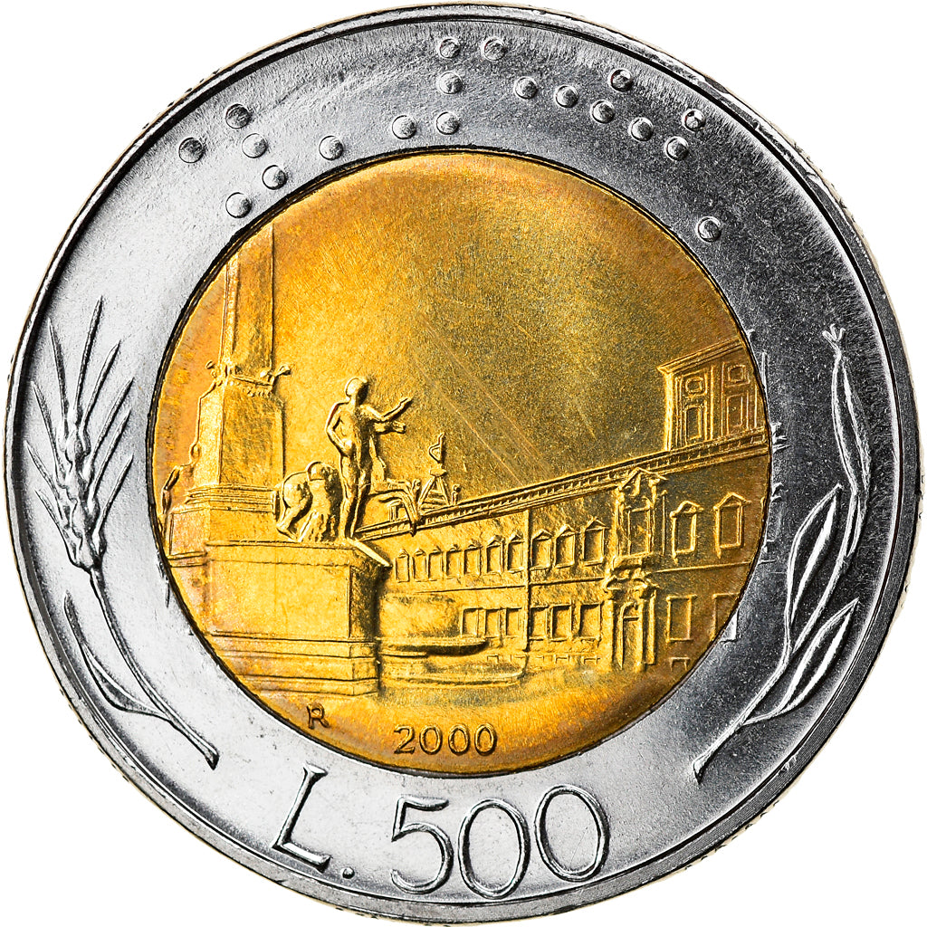 Coin, Italy, 500 Lire, 2000, Rome, MS(64), Bi-Metallic, KM:111