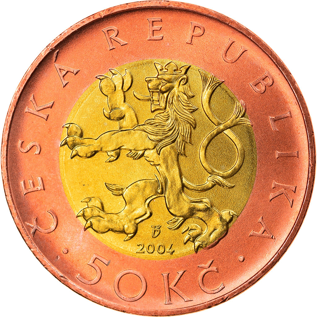 Coin, Czech Republic, 50 Korun, 2004, MS(65-70), Bi-Metallic, KM:1