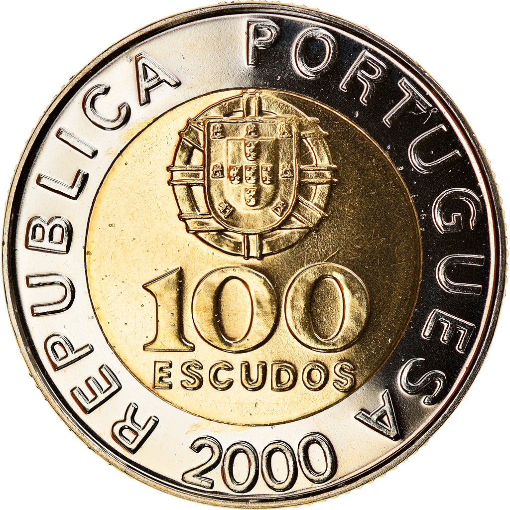 Coin, Portugal, 100 Escudos, 2000, MS(65-70), Bi-Metallic, KM:645.1