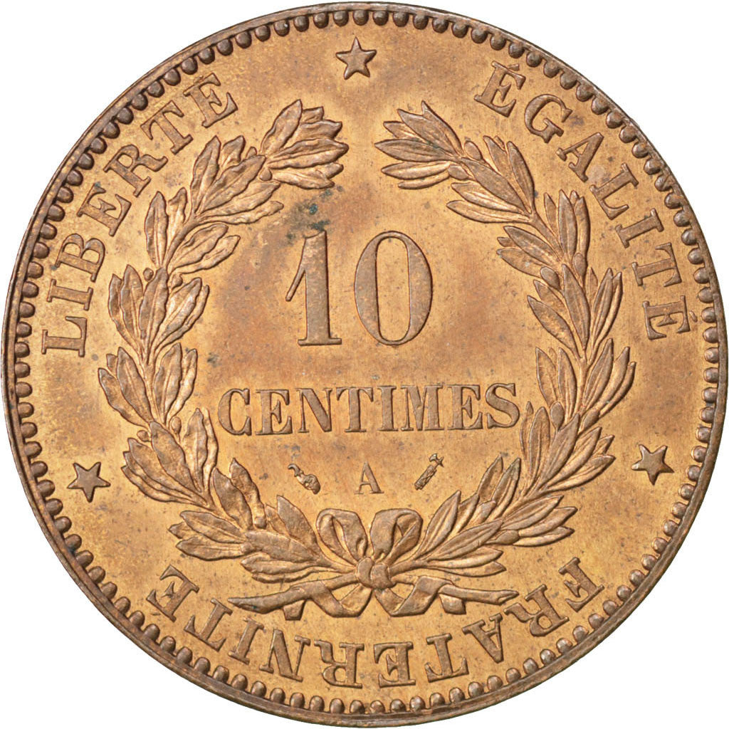 FRANCE, Cérès, 10 Centimes, 1895, Paris, KM #815.1, MS(60-62), Bronze, Gadoury #