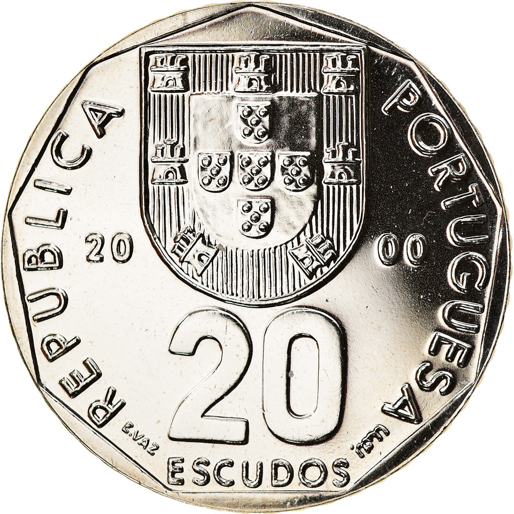 Coin, Portugal, 20 Escudos, 2000, MS(65-70), Copper-nickel, KM:634.2