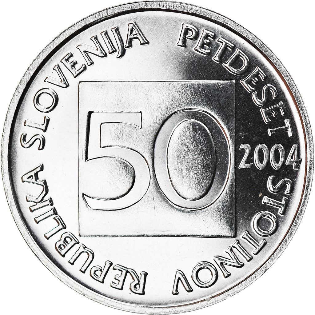 Coin, Slovenia, 50 Stotinov, 2004, MS(65-70), Aluminum, KM:3