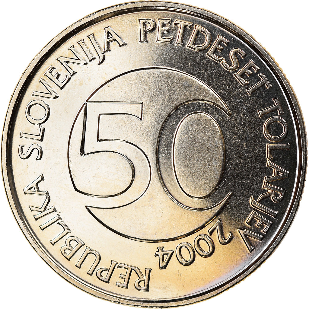 Coin, Slovenia, 50 Tolarjev, 2004, Kremnica, MS(65-70), Copper-nickel, KM:52