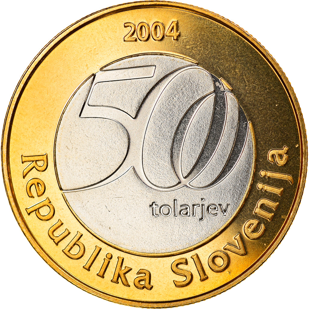 Coin, Slovenia, 500 Tolarjev, 2004, MS(65-70), Bi-Metallic, KM:57
