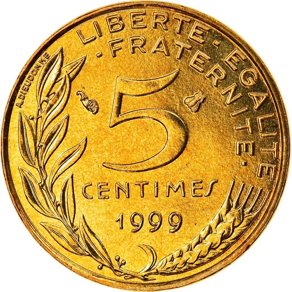 Coin, France, Marianne, 5 Centimes, 1999, Paris, MS(65-70), Aluminum-Bronze