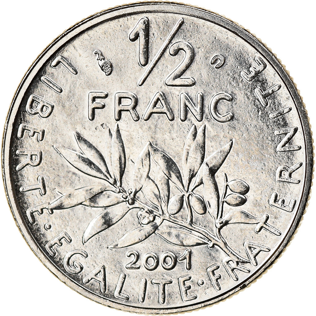 Coin, France, Semeuse, 1/2 Franc, 2001, Paris, MS(65-70), Nickel, KM:931.2