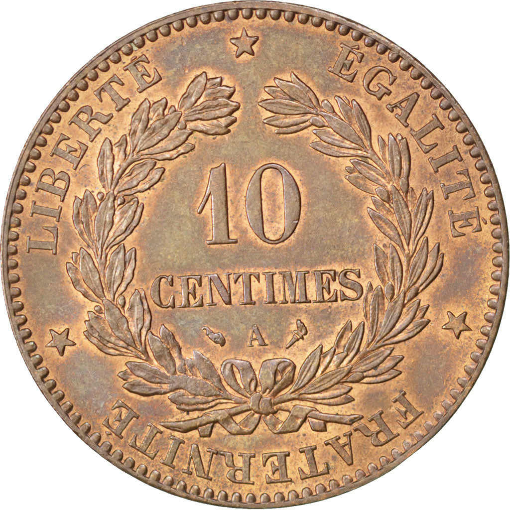 FRANCE, Cérès, 10 Centimes, 1897, Paris, KM #815.1, MS(60-62), Bronze, Gadoury #