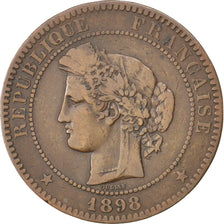 FRANCE, Cérès, 10 Centimes, 1898, Paris, KM #815.1, VF(20-25), Bronze, Gadoury #