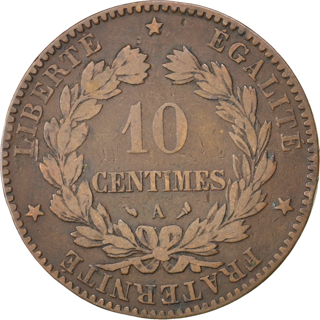 FRANCE, Cérès, 10 Centimes, 1898, Paris, KM #815.1, VF(20-25), Bronze, Gadoury #