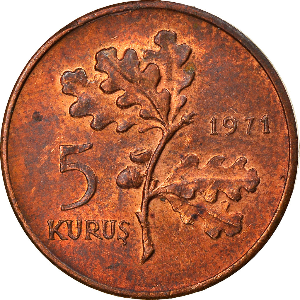 Monnaie, Turquie, 5 Kurus, 1971, TTB, Bronze, KM:890.2