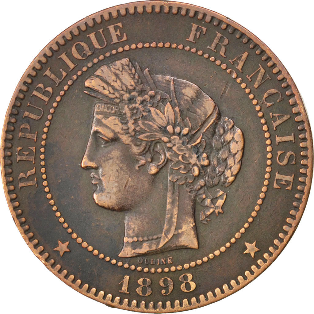 FRANCE, Cérès, 10 Centimes, 1898, Paris, KM #815.1, VF(20-25), Bronze, Gadoury #