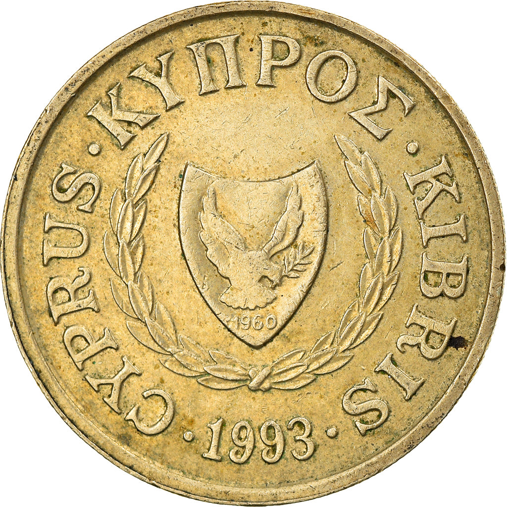 Moneda, Chipre, 10 Cents, 1993, MBC, Níquel - latón, KM:56.3