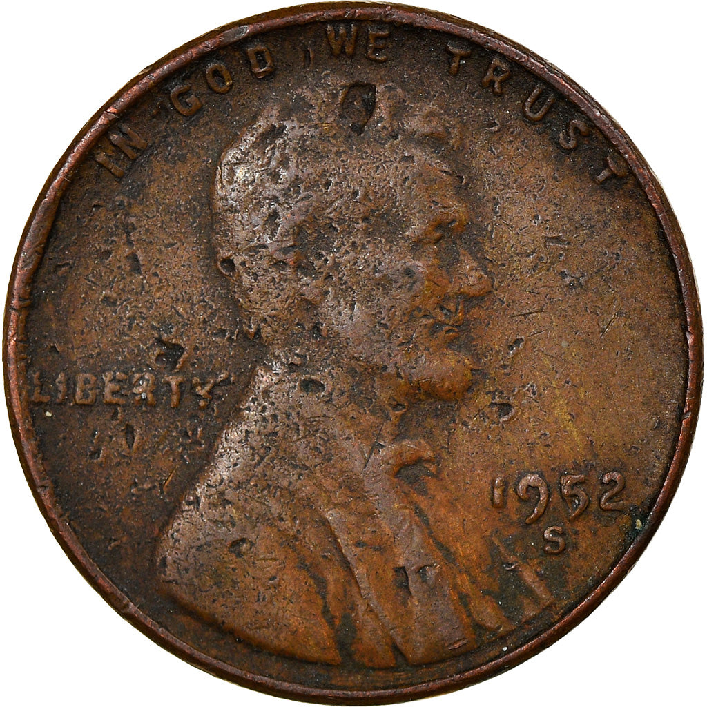 Moneta, Stati Uniti, Lincoln Cent, Cent, 1952, U.S. Mint, San Francisco, MB+