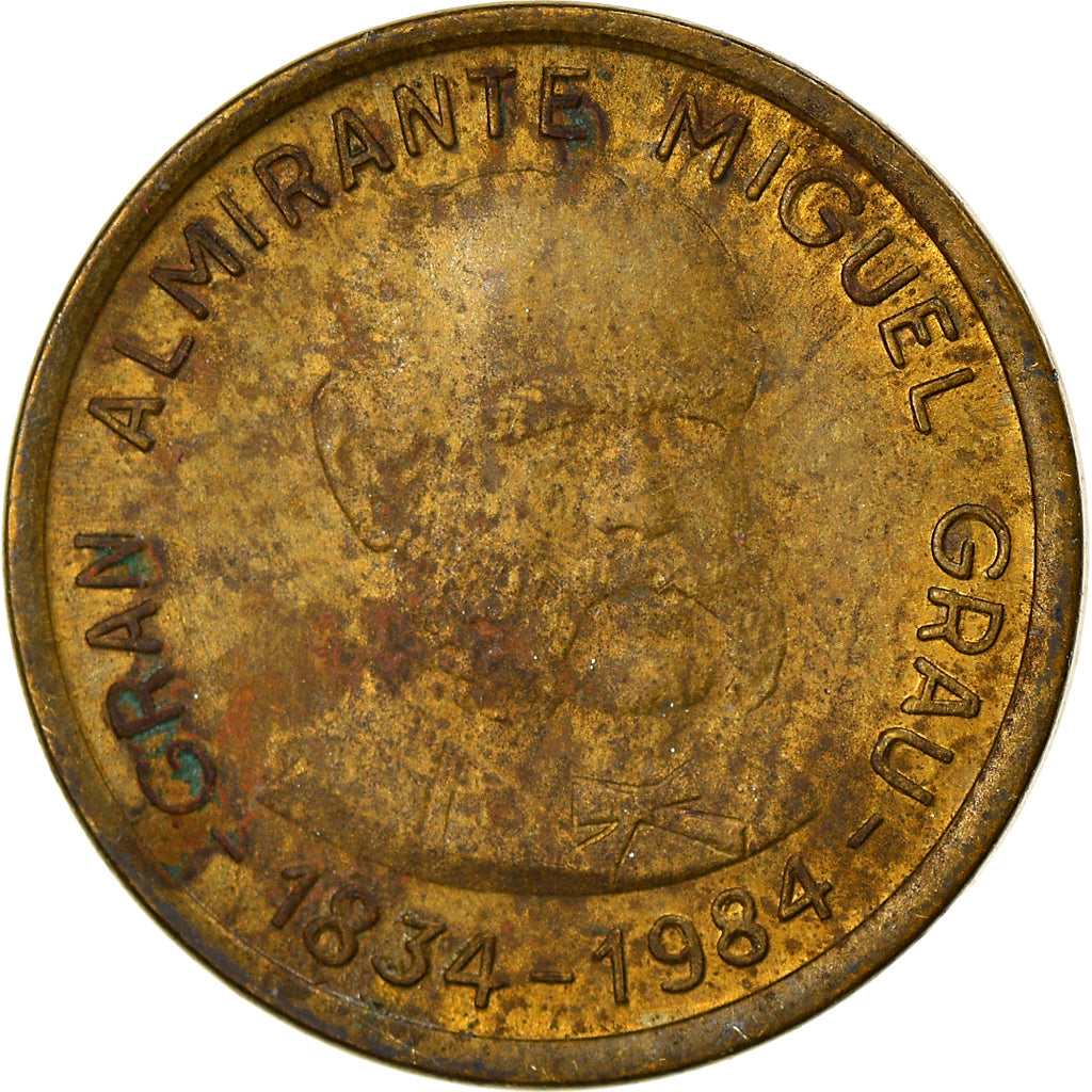 Moneda, Perú, 50 Soles, 1984, MBC, Latón, KM:297