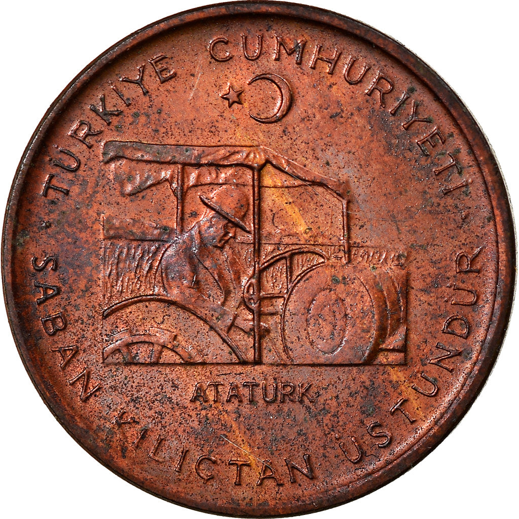 Moneta, Turchia, 10 Kurus, 1971, BB, Bronzo, KM:898.1