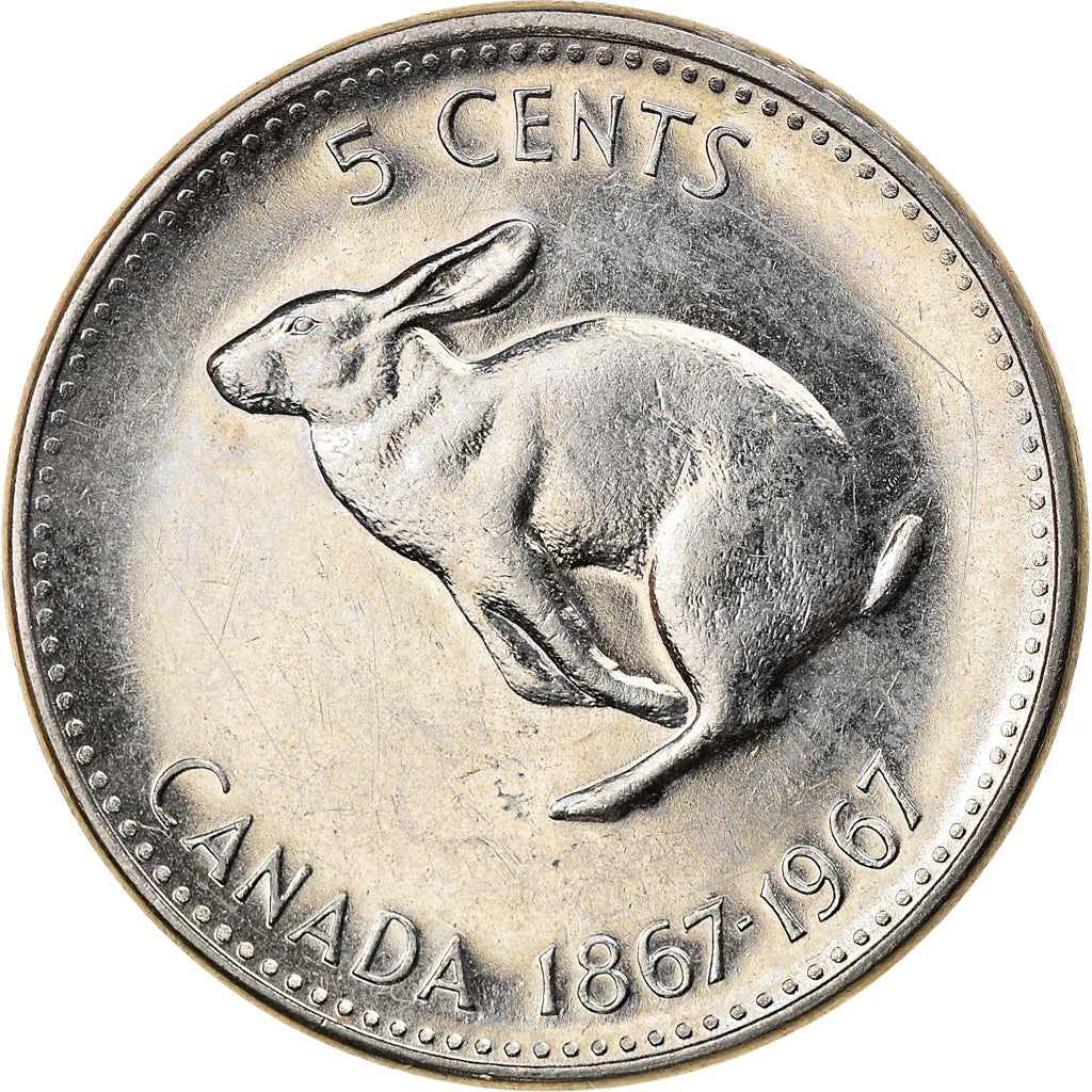 Moeda, Canadá, Elizabeth II, 5 Cents, 1967, Royal Canadian Mint, Ottawa
