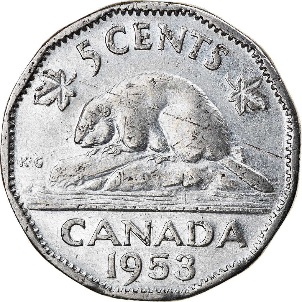 Coin, Canada, Elizabeth II, 5 Cents, 1953, Royal Canadian Mint, Ottawa
