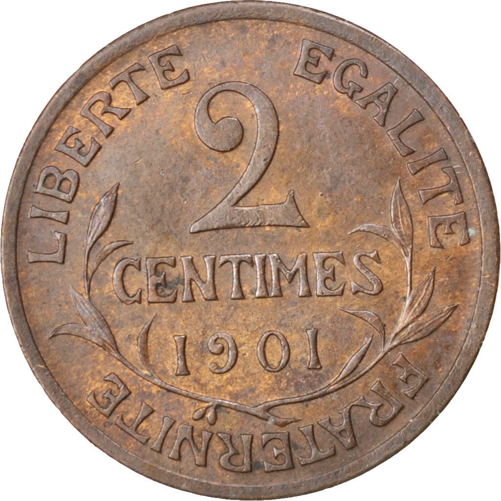 Moneta, Francja, Dupuis, 2 Centimes, 1901, AU(50-53), Bronze, KM:841
