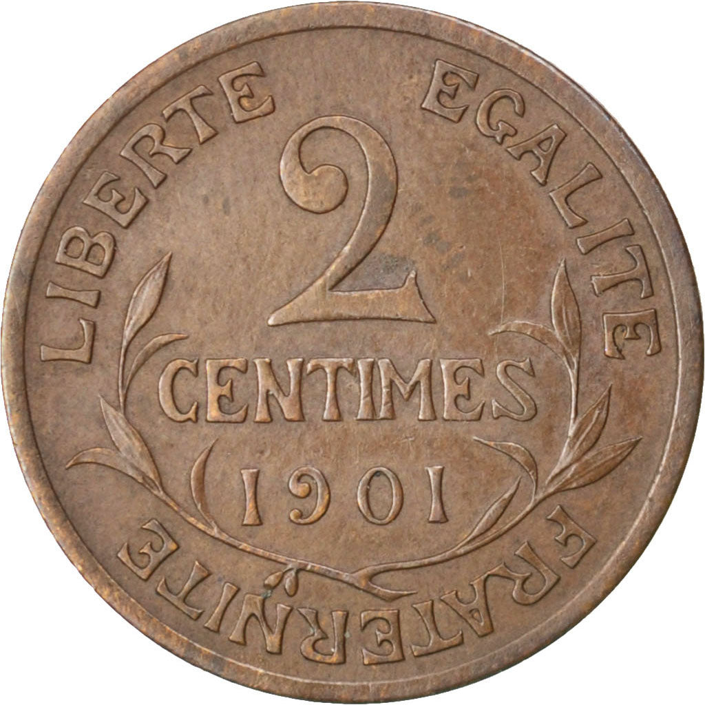 FRANCE, Dupuis, 2 Centimes, 1901, Paris, KM #841, EF(40-45), Bronze, 20.2,...
