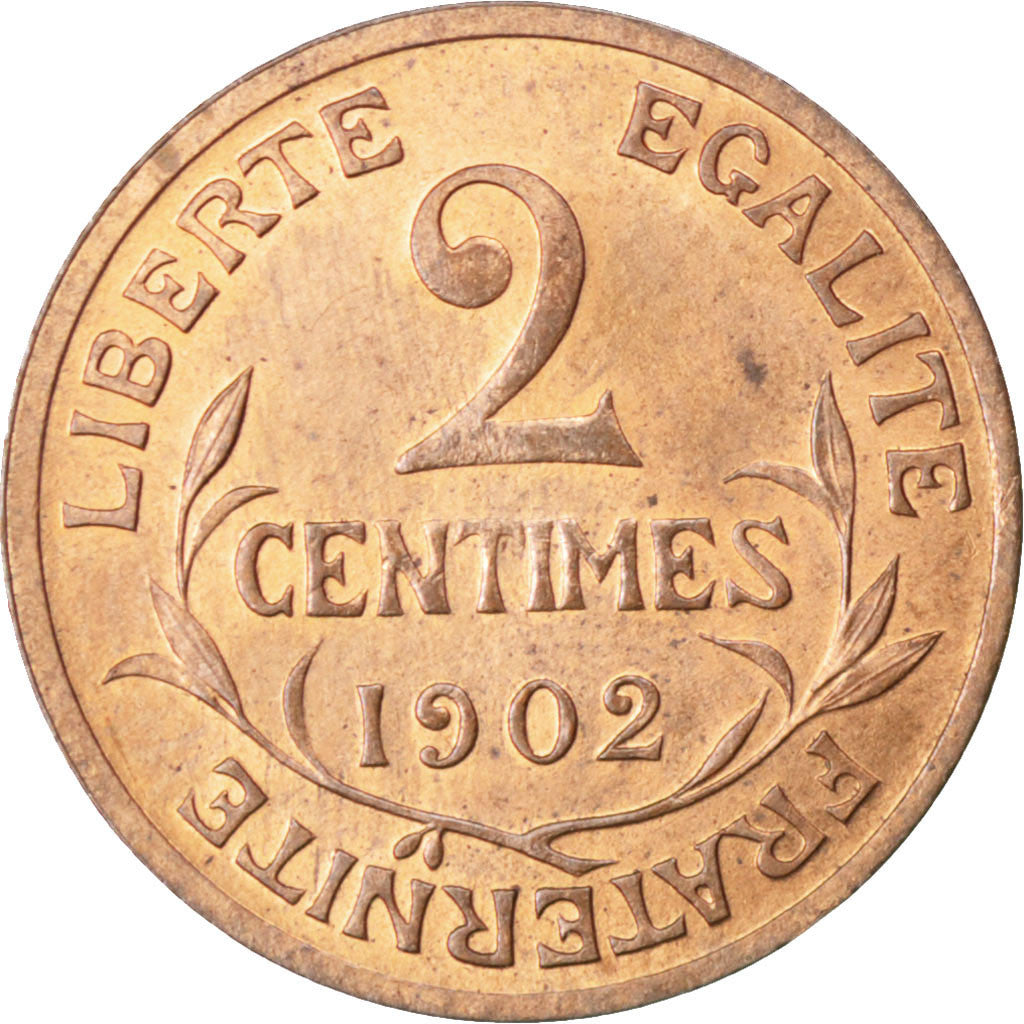 FRANCE, Dupuis, 2 Centimes, 1902, Paris, KM #841, MS(60-62), Bronze, 20.2,...