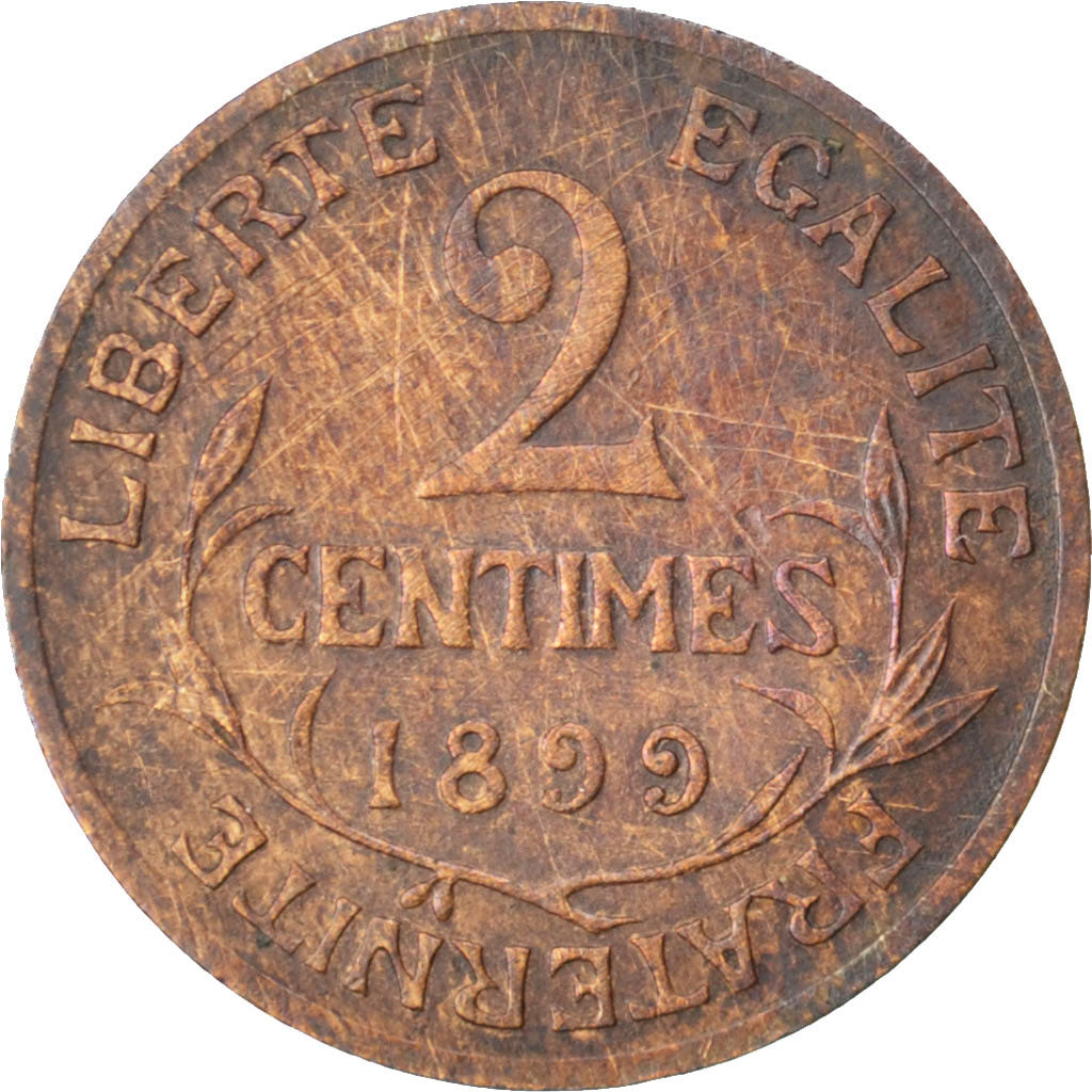 FRANCE, Dupuis, 2 Centimes, 1899, Paris, KM #841, VF(30-35), Bronze, 20.2,...