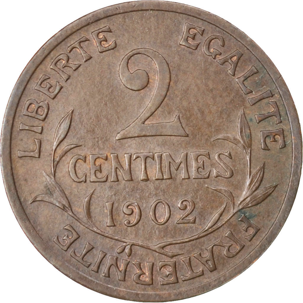 FRANCE, Dupuis, 2 Centimes, 1902, Paris, KM #841, EF(40-45), Bronze, 20.2,...