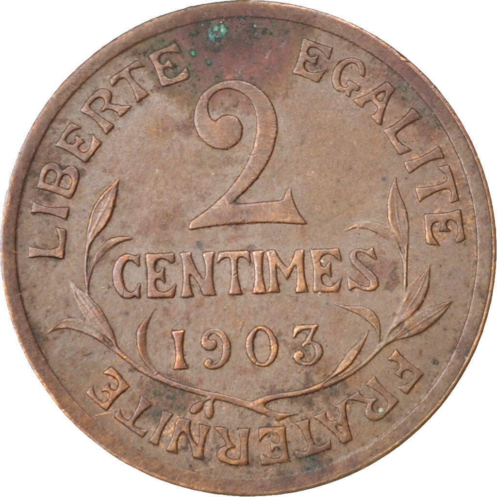 FRANCE, Dupuis, 2 Centimes, 1903, Paris, KM #841, EF(40-45), Bronze, 20.2,...