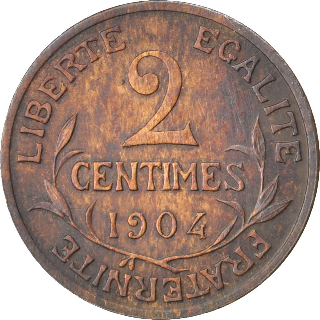 FRANCE, Dupuis, 2 Centimes, 1904, Paris, KM #841, EF(40-45), Bronze, 20.2,...