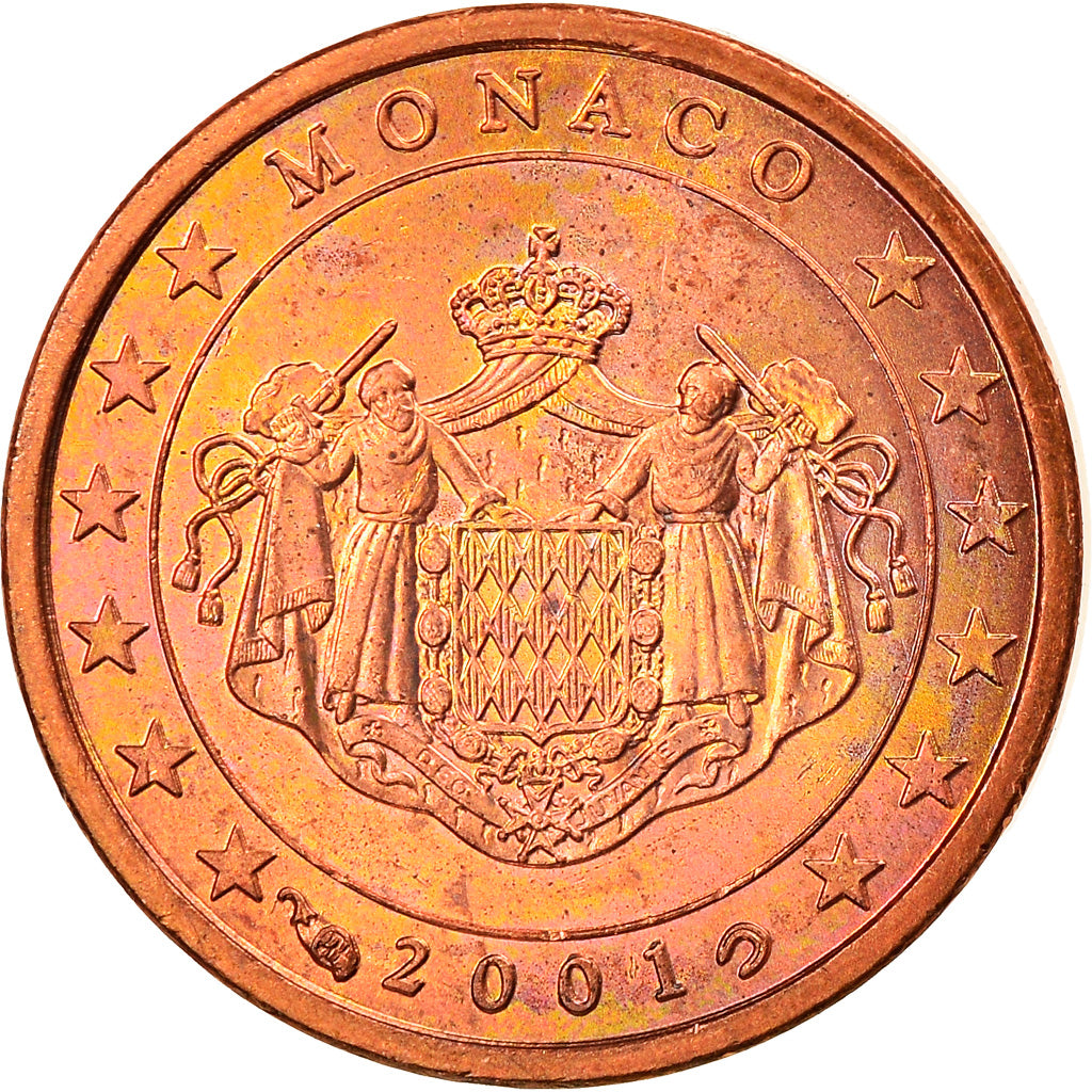 Monaco, Euro Cent, 2001, Paris, MS(63), Copper Plated Steel, KM:167