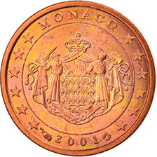 Monaco, Euro Cent, 2001, Paris, MS(63), Copper Plated Steel, KM:167