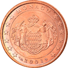 Monaco, 5 Euro Cent, 2001, Paris, MS(63), Copper Plated Steel, KM:169