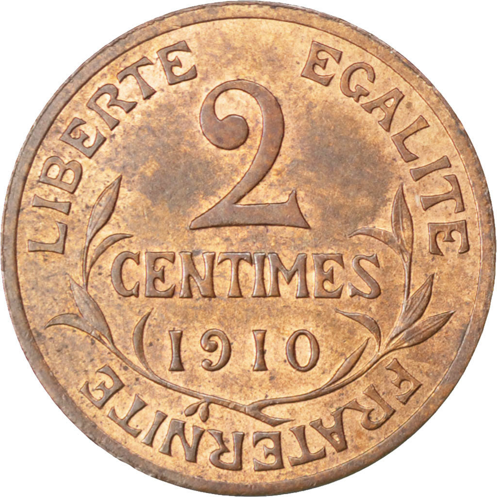 FRANCE, Dupuis, 2 Centimes, 1910, Paris, KM #841, AU(55-58), Bronze, 20.2,...