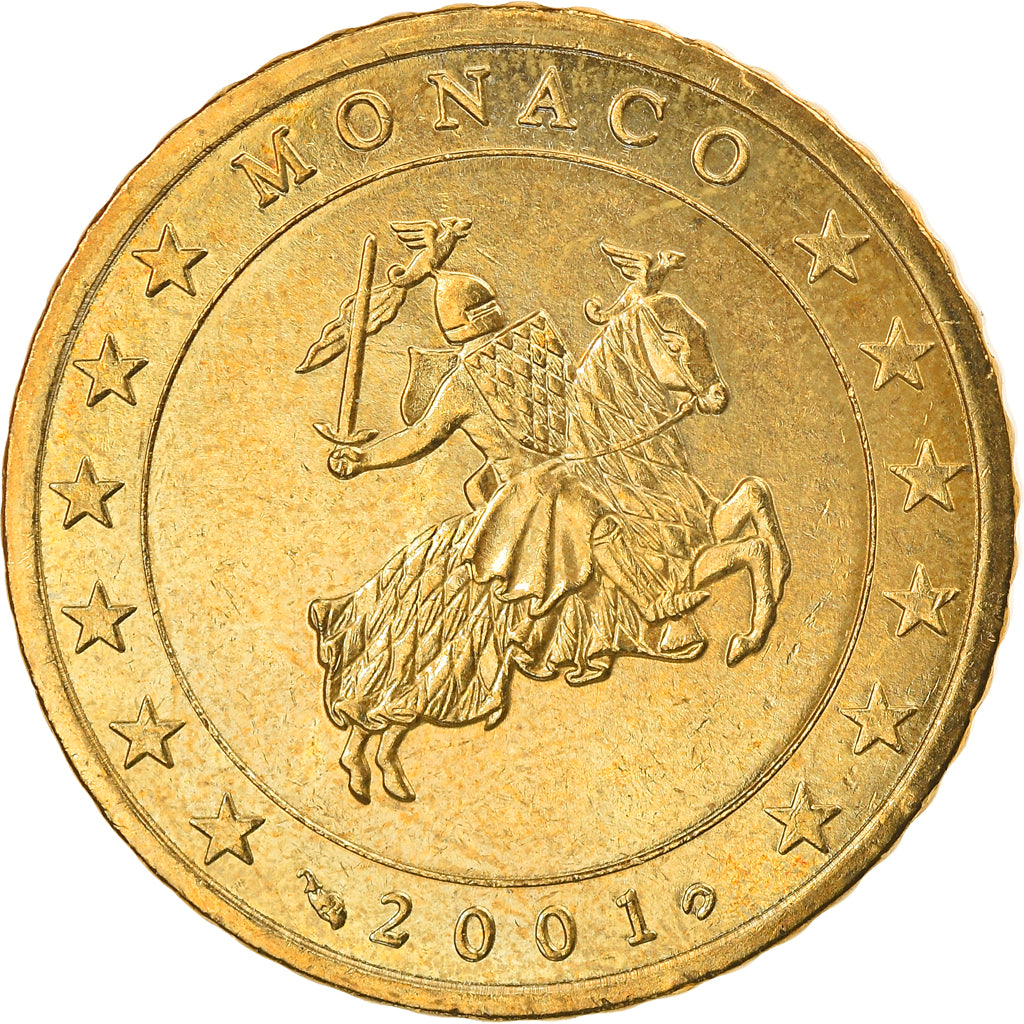 Monaco, 50 Euro Cent, 2001, UNZ, Messing, KM:172