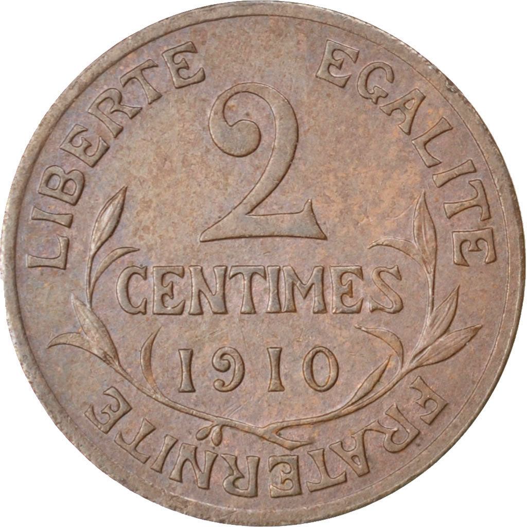 FRANCE, Dupuis, 2 Centimes, 1910, Paris, KM #841, EF(40-45), Bronze, 20.2,...