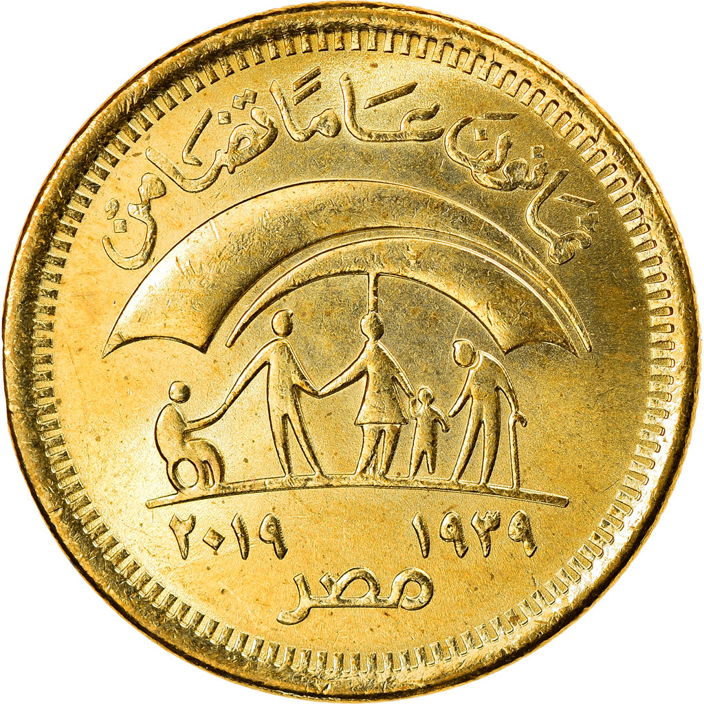Moneta, Egipt, 80 ans de solidarité, 50 Piastres, 2019, MS(63), Mosiądz
