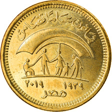 Moneda, Egipto, 80 ans de solidarité, 50 Piastres, 2019, SC, Latón