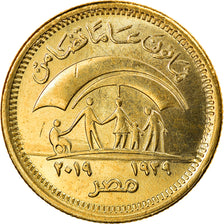 Coin, Egypt, 80 ans de solidarité, 50 Piastres, 2019, MS(63), Brass